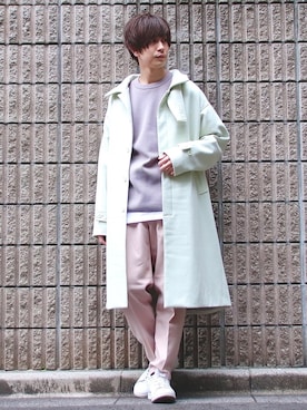 「AIVER（アイバー）のアイテム（ステンカラーコート）」を使った、桜江しゅう さん（メンズ・180cm）の冬コーディネート