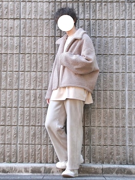 「LIDNM（リドム）のOVERSIZED BOA OUTER（ブルゾン）」を使った、桜江しゅう さん（メンズ・180cm）の冬コーディネート