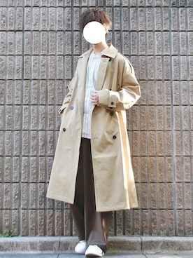 「epnok（エプノック）のアイテム（トレンチコート）」を使った、桜江しゅう さん（メンズ・180cm）の春コーディネート