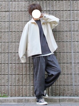 「DOOPZ（ドープス）のカフスイージーパンツ(セットアップ可)（その他パンツ）」を使った、桜江しゅう さん（メンズ・180cm）の春コーディネート