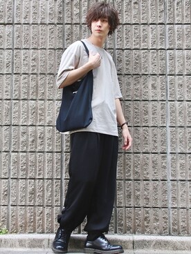 「DOOPZ（ドープス）のカフスイージーパンツ(セットアップ可)（その他パンツ）」を使った、桜江しゅう さん（メンズ・180cm）の春コーディネート