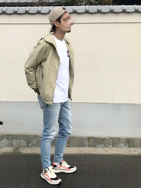 「袖プリント」｜「アイテム（ジャケット/アウター）」を使った、kenponさん（メンズ・176cm）の春コーディネート