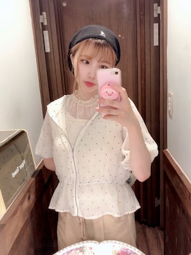 「MAJESTIC LEGON（マジェスティックレゴン）のシアーレースハイネックタンク（タンクトップ、ホワイト系）」を使った、佐藤 ナナさん（レディース）の夏コーディネート