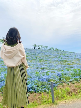 「REDYAZEL（レディアゼル）のアイテム（パーカー）」を使った、cさん（レディース・157cm）の春コーディネート