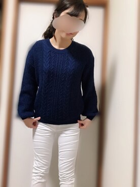 「青×白」｜「アイテム（ピーコート）」を使った、tomatomaさん（レディース・155cm）の春コーディネート