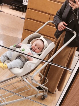 「アイテム（その他ベビー用品、イエロー系）」を使った、glicoさん（キッズ・70cm）の夏コーディネート