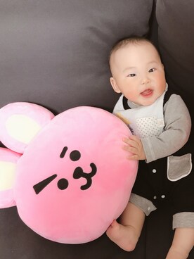 「アイテム（ロンパース、ブラック系）」を使った、glicoさん（キッズ・70cm）の夏コーディネート