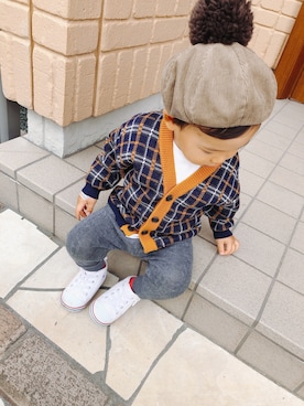 「ZARA KIDS」｜「アイテム（ハンチング/ベレー帽）」を使った、glicoさん（キッズ・90cm）の秋コーディネート