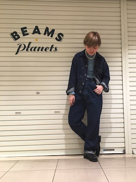 「サックスブルー」｜「アイテム（デニムジャケット）」を使った、ナカヨシ サキさん（レディース・157cm）の春コーディネート