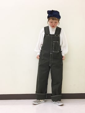「UNUSED（アンユーズド）のアイテム（オールインワン・サロペット）」を使った、ナカヨシ サキさん（レディース・157cm）の冬コーディネート