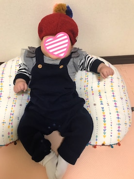 「UNIQLO（ユニクロ）のアイテム（サロペット/オーバーオール）」を使った、にこちゃんさん（キッズ・60cm）の秋コーディネート