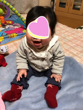 「combimini（コンビミニ）のアイテム（パンツ）」を使った、にこちゃんさん（キッズ・70cm）の冬コーディネート
