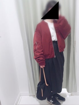 「ラップスカート」｜「アイテム（MA-1）」を使った、kiaさん（レディース・165cm）の冬コーディネート