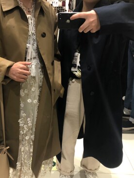 「UNIQLO（ユニクロ）のアイテム（トレンチコート、ブラック系）」を使った、bozaigaoさん（レディース・152cm）の秋コーディネート