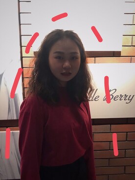 「super fayのアイテム（Tシャツ/カットソー、レッド系）」を使った、bozaigaoさん（レディース・152cm）の春コーディネート