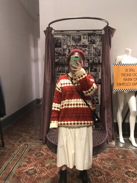 「VINTAGE（ヴィンテージ）のアイテム（その他トップス、レッド系）」を使った、bozaigaoさん（レディース・152cm）の春コーディネート