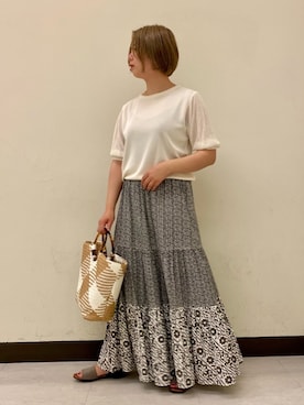 「sara mallika（サラ マリカ）のアイテム（スカート）」を使った、shimaさん（レディース・152cm）の春コーディネート