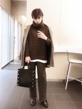 「ドレスコード」｜「アイテム（ジャケット/アウター）」を使った、harukaさん（レディース・156cm）の冬コーディネート