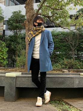 「UNITED ARROWS（ユナイテッドアローズ）のアイテム（マフラー）」を使った、keeeshiさん（メンズ・163cm）の冬コーディネート