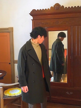 「Steven Alan（スティーブンアラン）のアイテム（チェスターコート）」を使った、オルさん（メンズ・178cm）の春コーディネート