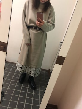「2018マイベストコーデ」｜「アイテム（ワンピース/ドレス）」を使った、yuさん（レディース・153cm）の冬コーディネート