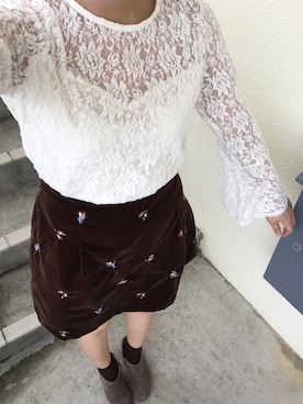 「one after another NICE CLAUP（ワンアフターアナザーナイスクラップ）のアイテム（ブーティ）」を使った、riririさん（レディース・152cm）の冬コーディネート