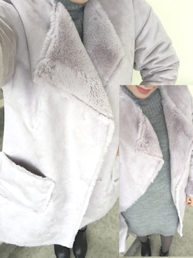 「one after another NICE CLAUP（ワンアフターアナザーナイスクラップ）のアイテム（ムートンコート）」を使った、riririさん（レディース・152cm）の冬コーディネート