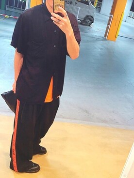 「MYne（マイン）のアイテム（スラックス）」を使った、YASUさん（メンズ・170cm）の夏コーディネート