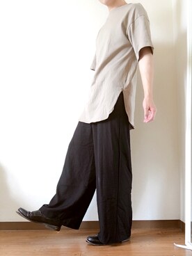 ローファーを使った 黒ワイドパンツ のメンズ人気ファッションコーディネート Wear