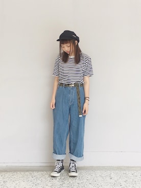 「plain-me（プレインミー）のアイテム（パンツ）」を使った、Joyceさん（レディース・155cm）の春コーディネート
