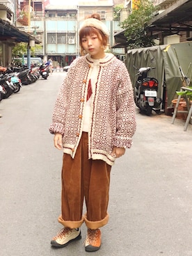「アイテム（チノパンツ）」を使った、Joyceさん（レディース・155cm）の冬コーディネート