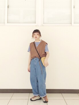 「丹寧」｜「アイテム（シューズ）」を使った、Joyceさん（レディース・155cm）の春コーディネート