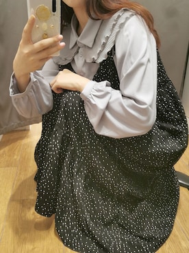 「休闲」｜「アイテム（ジャンパースカート）」を使った、脏兮兮さん（レディース・160cm）の秋コーディネート
