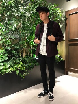 「VANS（バンズ）のアイテム（帽子）」を使った、石村さん（メンズ・174cm）の秋コーディネート