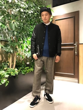「RAGEBLUE（レイジブルー）のアイテム（スタジャン）」を使った、石村さん（メンズ・174cm）の秋コーディネート