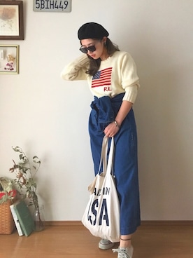 「Ralph Lauren」｜「アイテム（ハンチング/ベレー帽）」を使った、usatasanさん（レディース・157cm）の春コーディネート