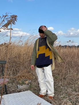 「BlackEyePatch（ブラックアイパッチ）のアイテム（パンツ）」を使った、鈴木さん（メンズ・164cm）の春コーディネート
