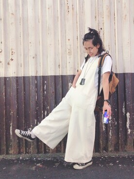 「ZARA（ザラ）のアイテム（サロペット/オーバーオール）」を使った、さりるれろさん（レディース・155cm）の夏コーディネート