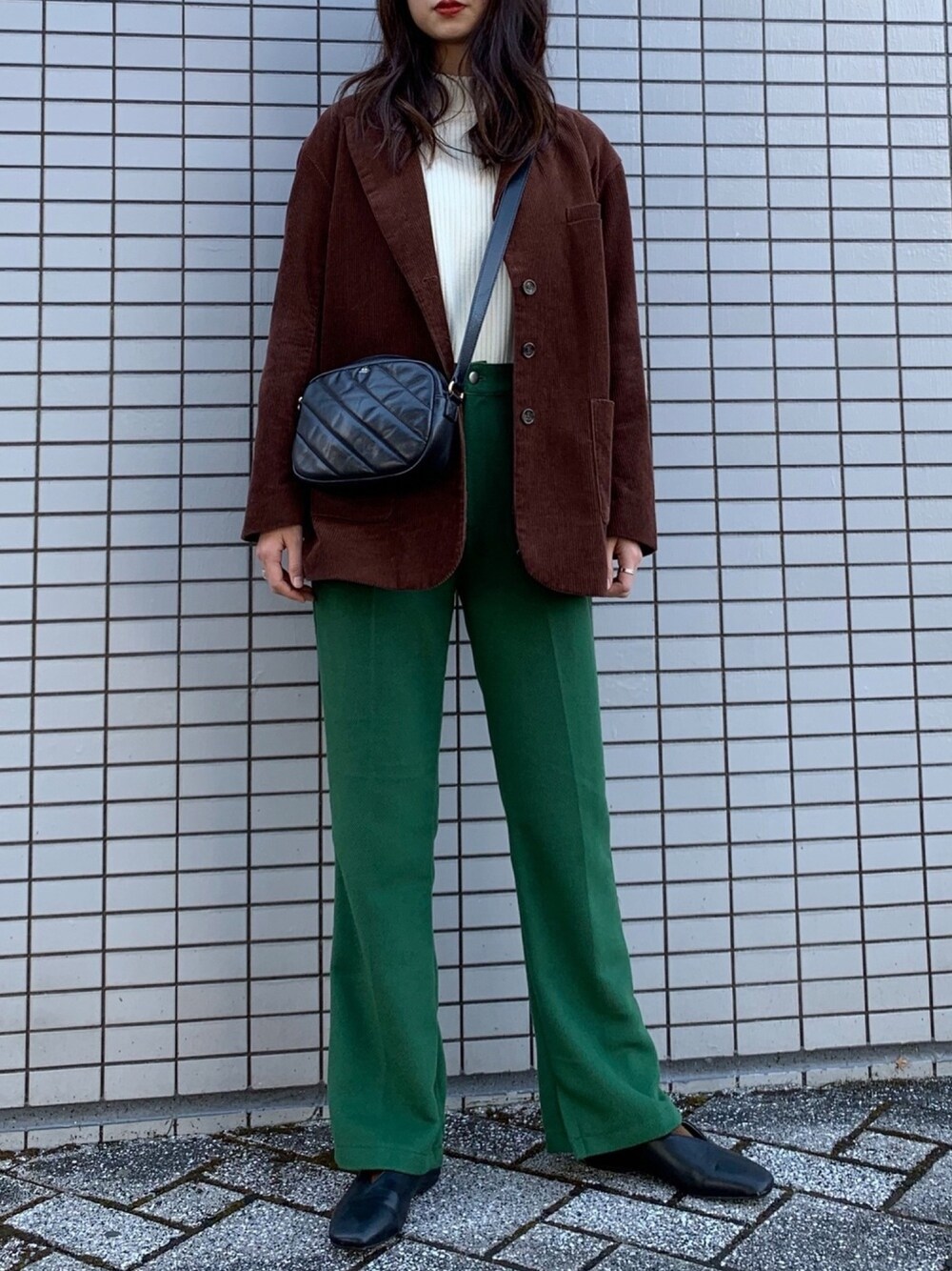 「冬アウター着回しチャレンジ、大人カジュアル、今日のコーデ、ootd、Kastane、SLY、AZUL by moussy、ORiental TRaffic(ORiental TRaffic)」｜「SLYのCORDUROY JK（テーラードジャケット、ブラウン系）」を使った、armnさん（レディース・168cm）の冬コーディネートの1枚目の写真