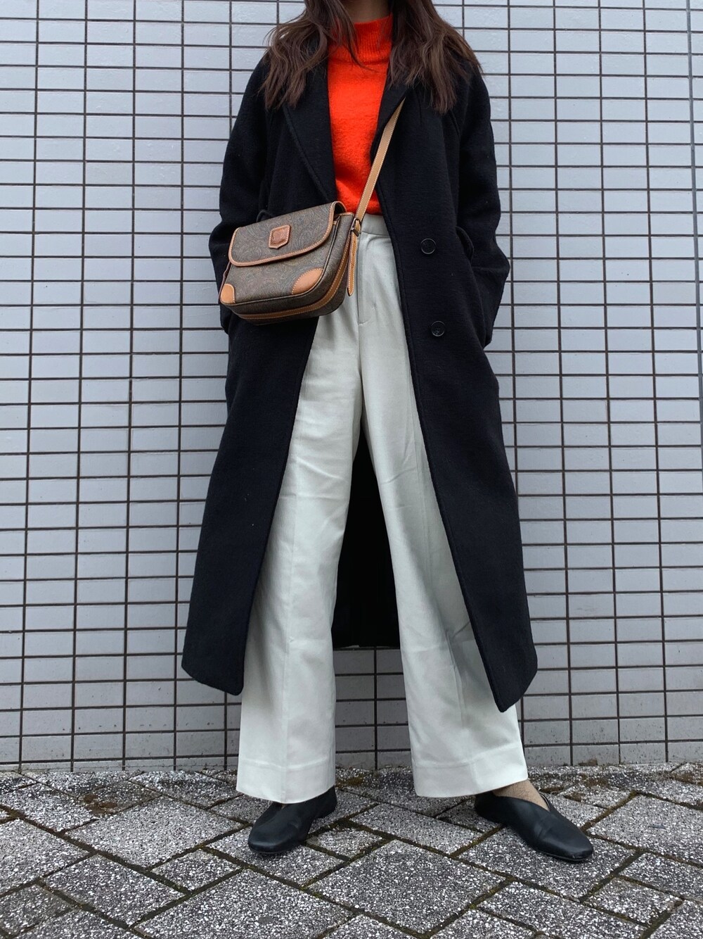 「冬アウター着回しチャレンジ、大人カジュアル、ootd、H&M、moussy、ORiental TRaffic(ORiental TRaffic)」｜「MOUSSYのWOOL BLEND SINGLE COAT（その他アウター、ブラック系）」を使った、armnさん（レディース・168cm）の冬コーディネートの1枚目の写真