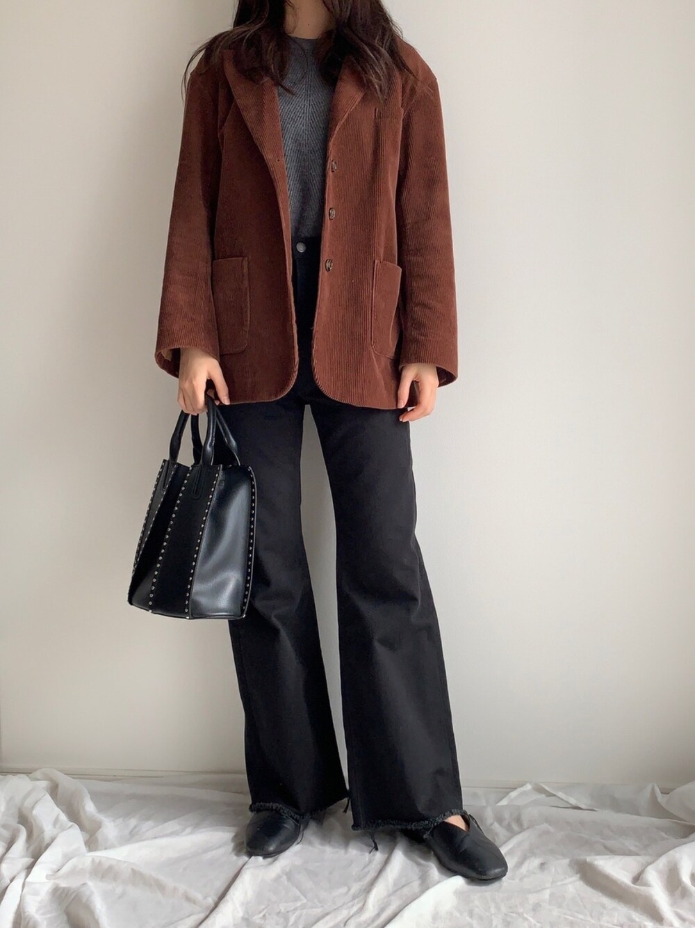 「秋のコーデ、休日スタイル、パンツスタイル、オトナカジュアル、着回しコーデ、ZARA、SLY、ORiental TRaffic(ORiental TRaffic)、ROSE BUD、ootd」｜「SLYのCORDUROY JK（テーラードジャケット、ブラウン系）」を使った、armnさん（レディース・169cm）の秋コーディネートの1枚目の写真