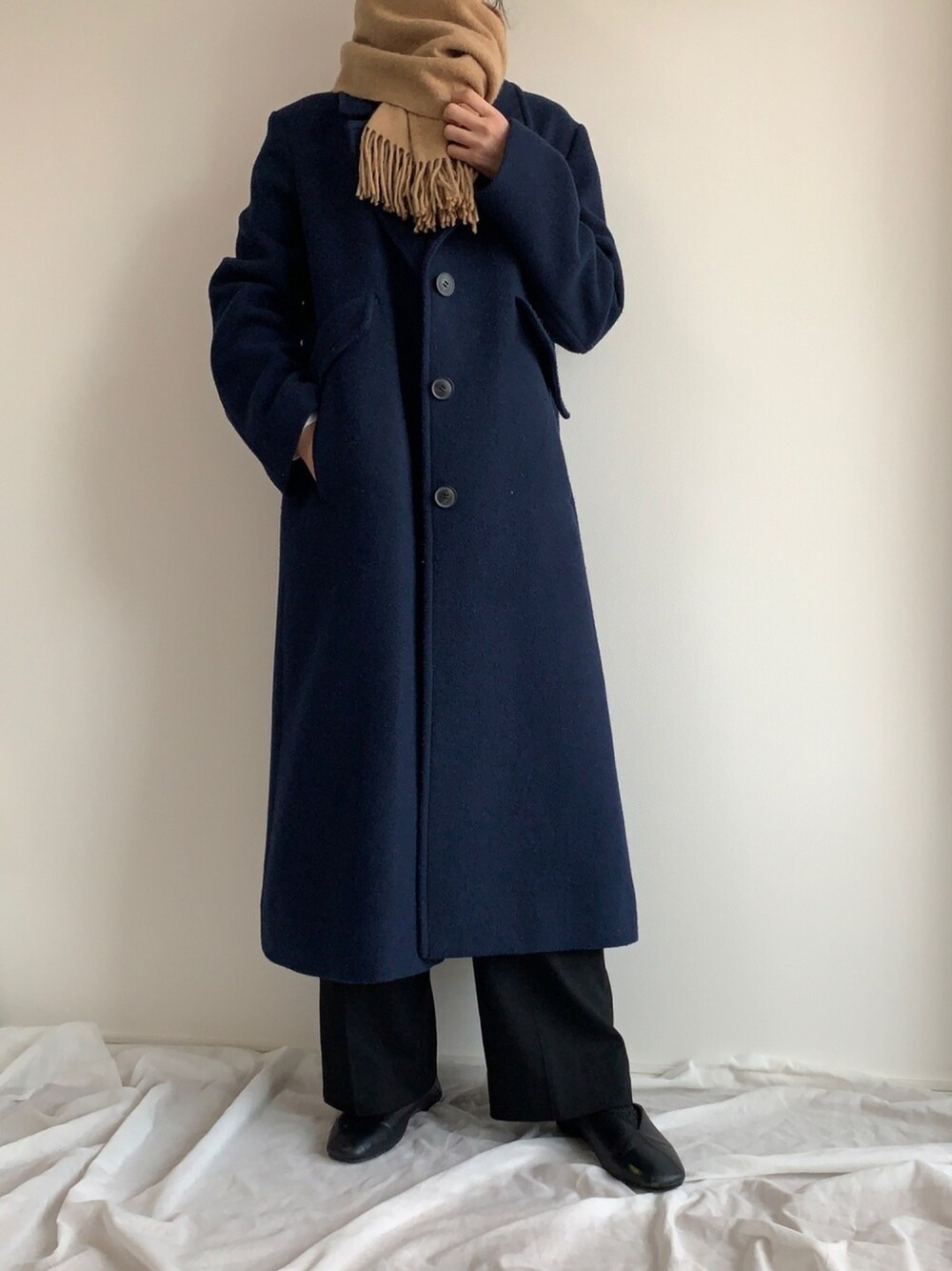 「大人カジュアル、シンプルコーデ、今日のコーデ、着回しコーデ、マフラー、休日スタイル、moussy、ORiental TRaffic(ORiental TRaffic)、ootd」｜「MOUSSYのアイテム（ジャケット/アウター、ブルー系）」を使った、armnさん（レディース・169cm）の冬コーディネートの1枚目の写真