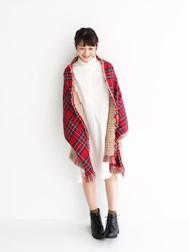 「haco!（ハコ）のアイテム（シャツワンピース）」を使った、ｉｙｕさん（レディース・157cm）の冬コーディネート