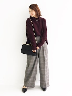 「アイテム（クラッチバッグ）」を使った、ｉｙｕさん（レディース・157cm）の秋コーディネート