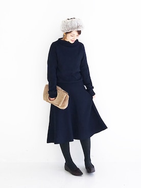 「スヌード」｜「アイテム（ワンピース/ドレス）」を使った、ｉｙｕさん（レディース・157cm）の冬コーディネート