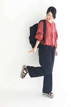 「haco!（ハコ）のこれさえあれば　きりりと華やかドットパンツ（その他パンツ）」を使った、ｉｙｕさん（レディース・157cm）の春コーディネート