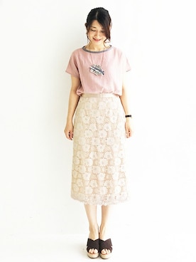 「アイテム（シャツ/ブラウス、ピンク系）」を使った、ｉｙｕさん（レディース・157cm）の春コーディネート