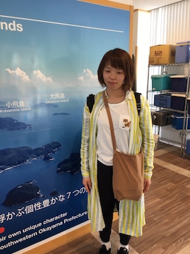 「Design Tshirts Store graniph（デザイン　ティーシャツ　ストア　グラニフ）のアイテム（シャツワンピース）」を使った、きあさん（レディース・157cm）の春コーディネート