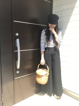 「SLY（スライ）のアイテム（キャスケット）」を使った、E♡RIさん（レディース・160cm）の春コーディネート