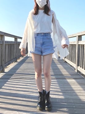 「Dr. Martens（ドクターマーチン）のDr.ﾏｰﾁﾝ　1460　8ホール（ブーツ）」を使った、haruさん（レディース・160cm）の春コーディネート